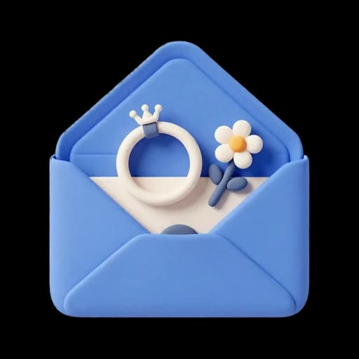 Umschlag mit Ring und Blüte