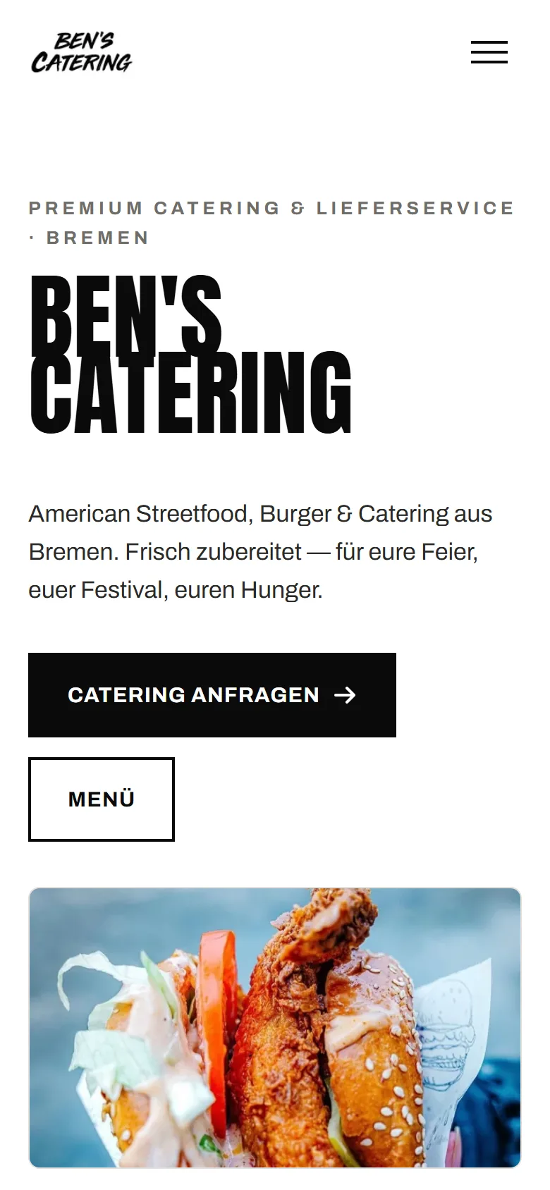 Konzept-Website von Ben's Catering auf dem Handy